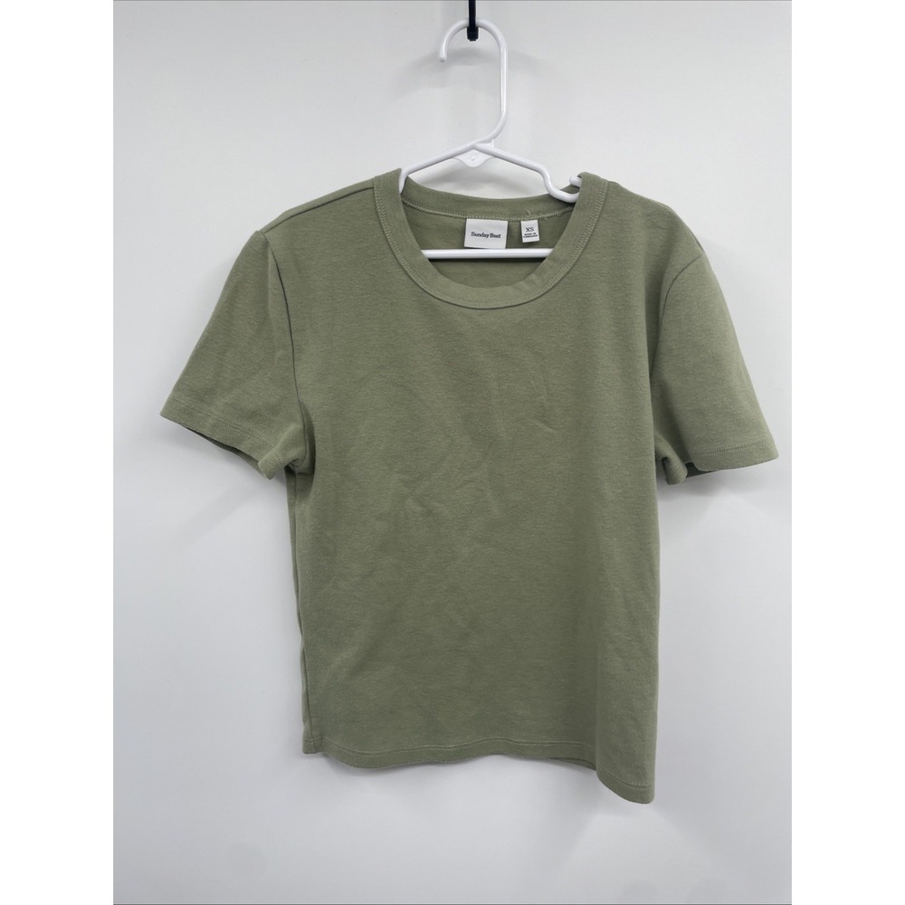 Aritzia Sunday Best T-Shirt Women XS Green Cotton Blend Short Sleeve Casual NWOT